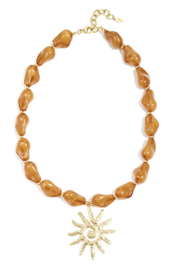 Ketting acryl bruin met zon