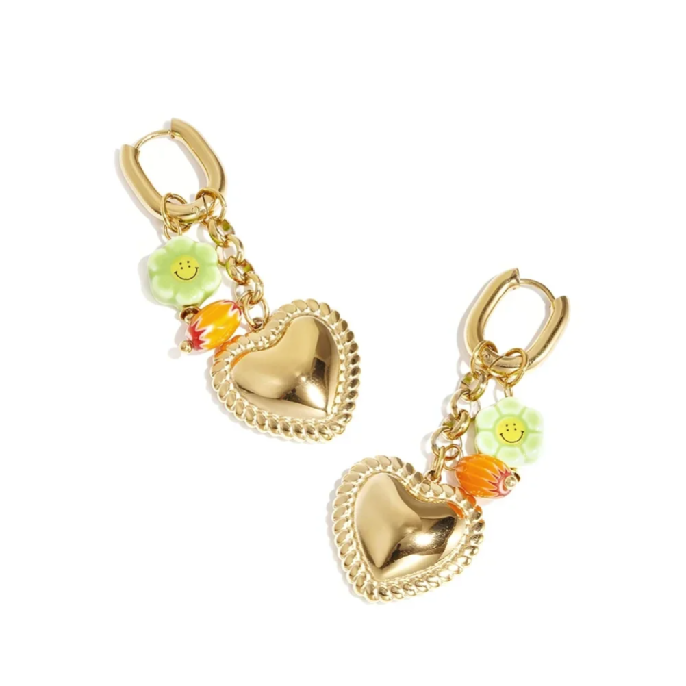 Stainless steel - oorbellen hart bedels