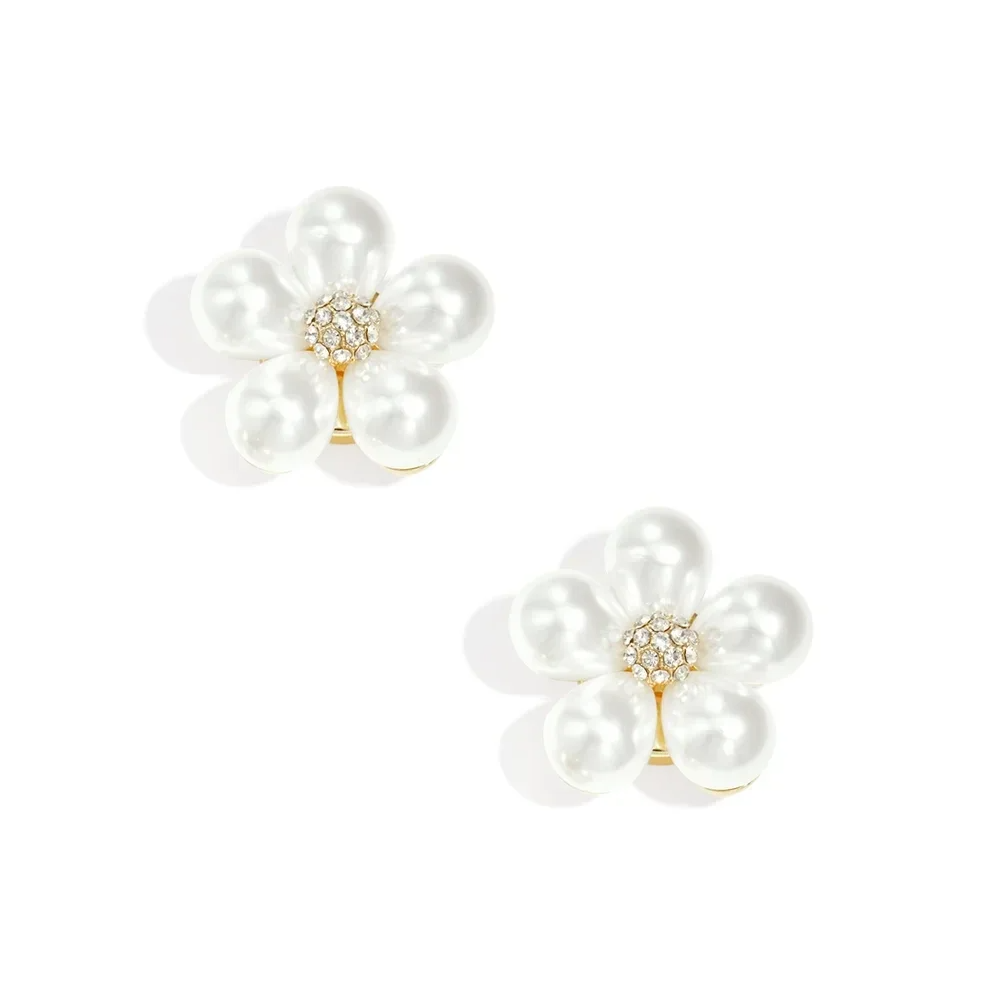 Knoop cover per 2 st - Parel bloem - wit