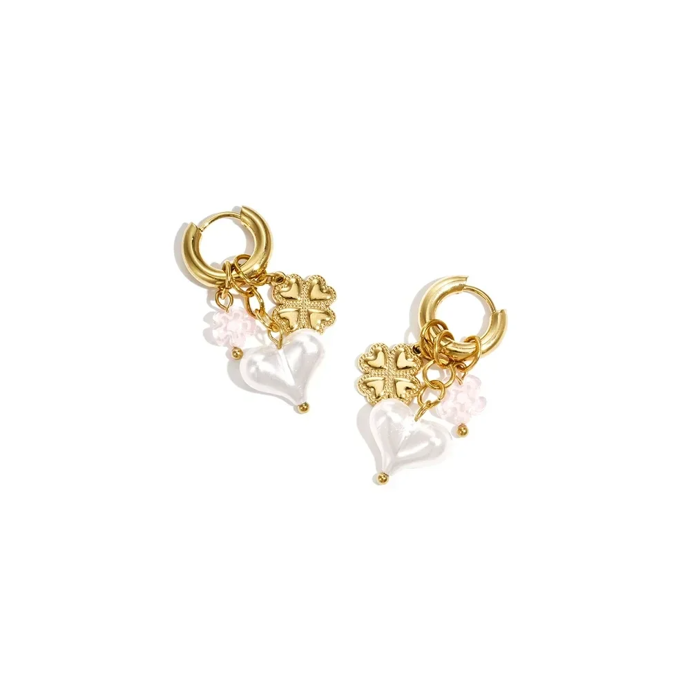 Stainless steel - oorbellen wit hartje