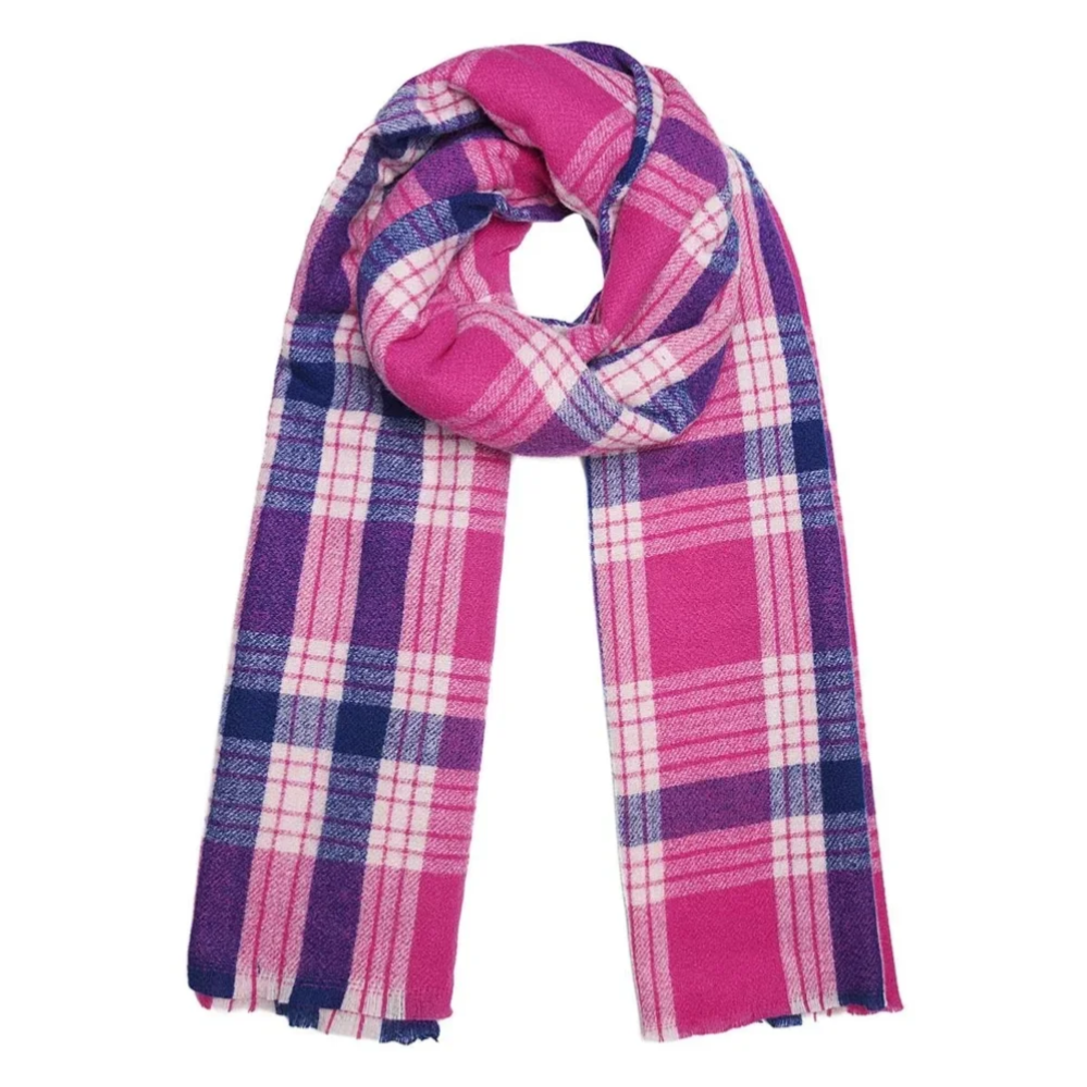Winter sjaal geruite print Fuchsia