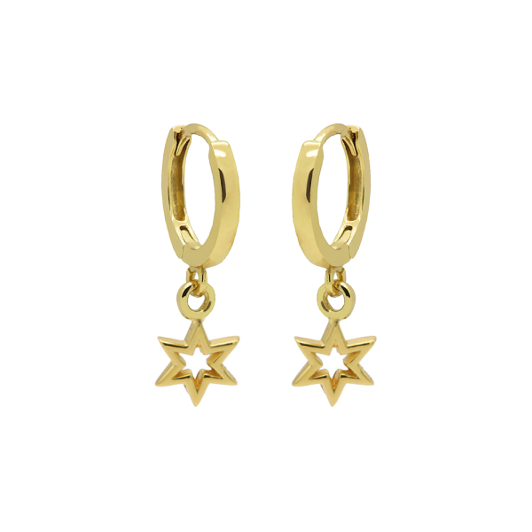 Karma Jewerly - Hinged Hoops Symbols 6 Points Open Star