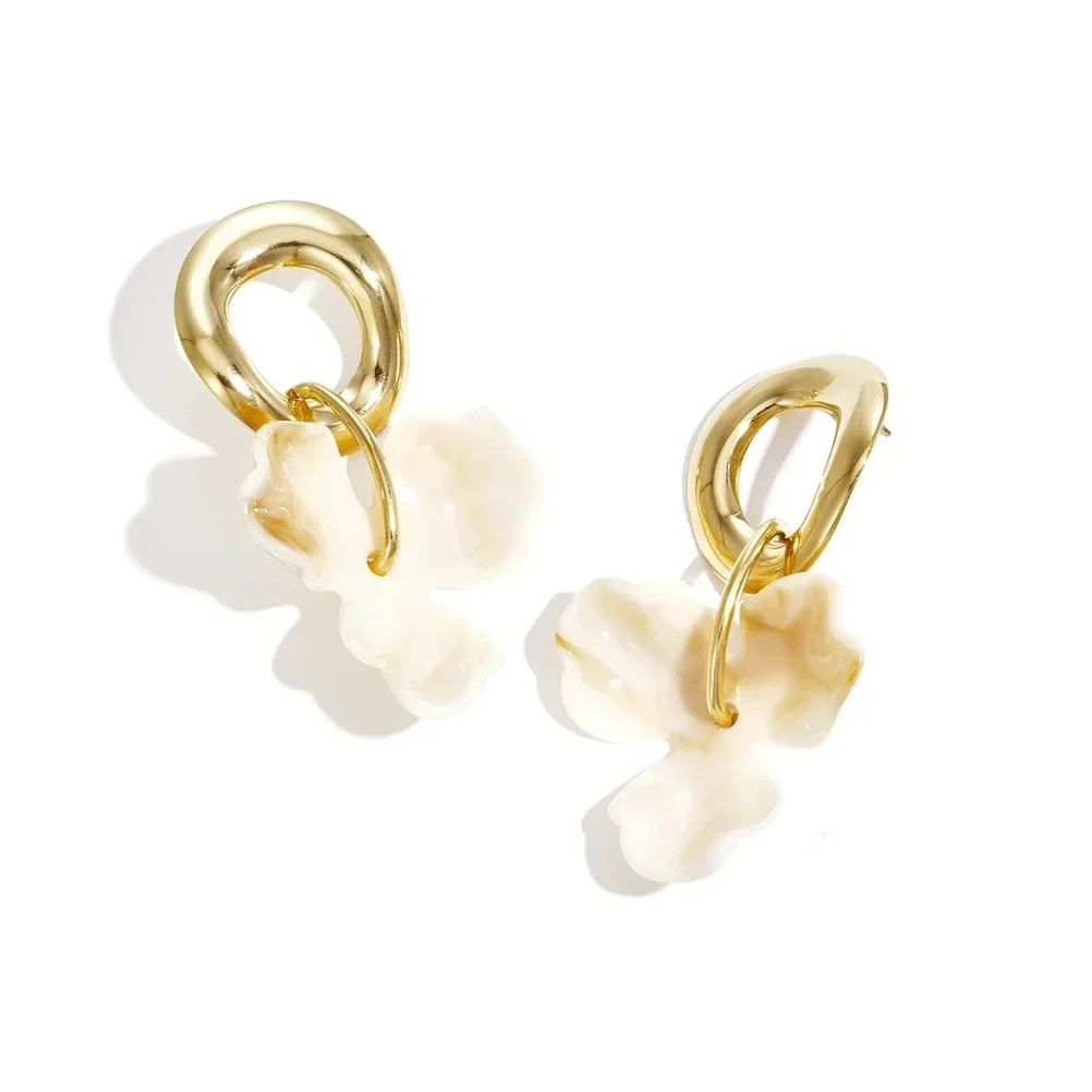 Stainless steel - oorbellen witte bloem hanger