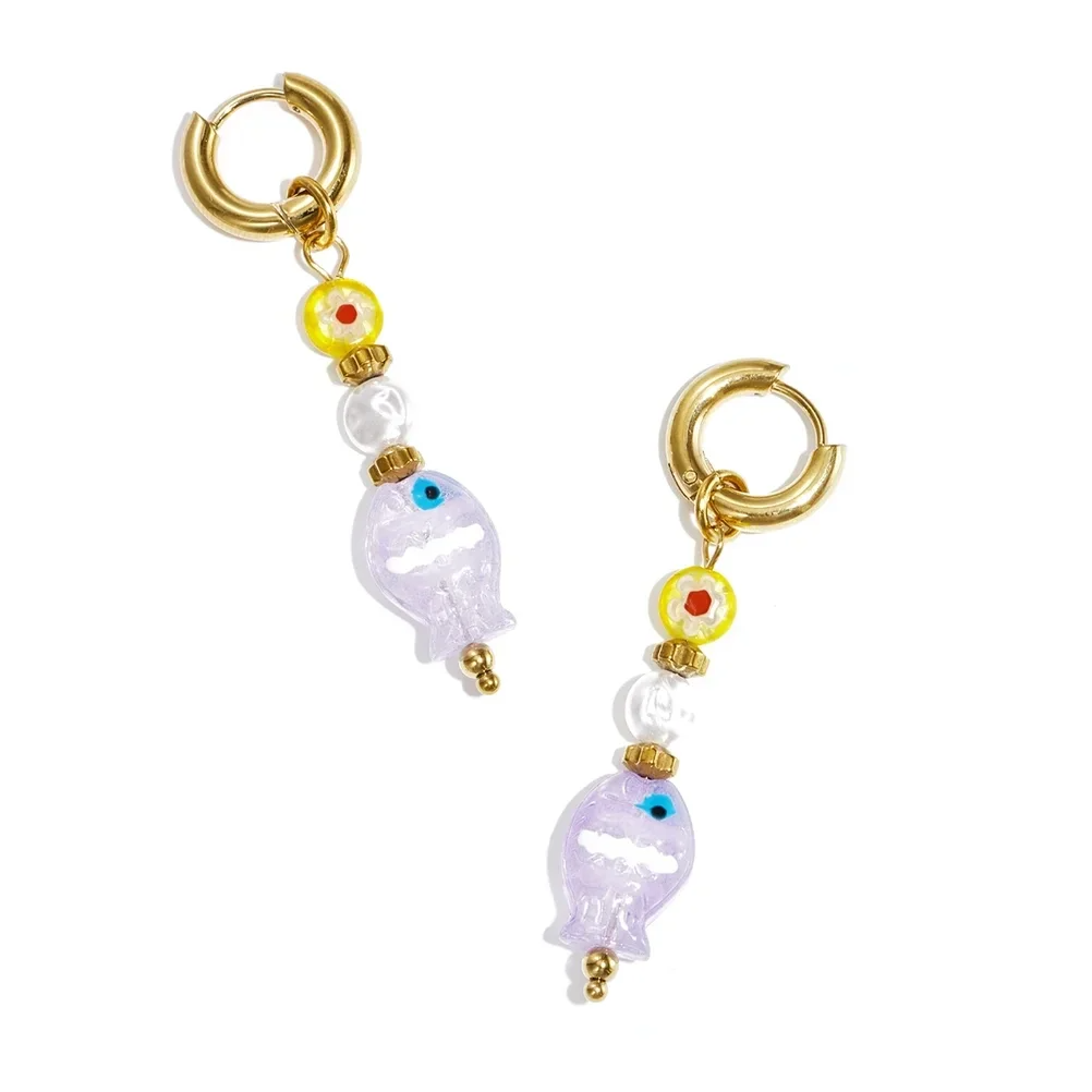 Stainless steel - oorbellen doorzichtige vis