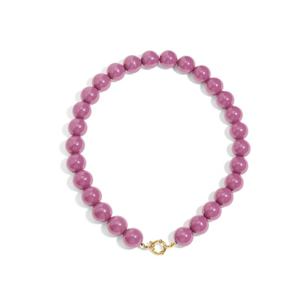 Hars kralen Ketting,  15 mm met stainless steel boeier slotje - violet