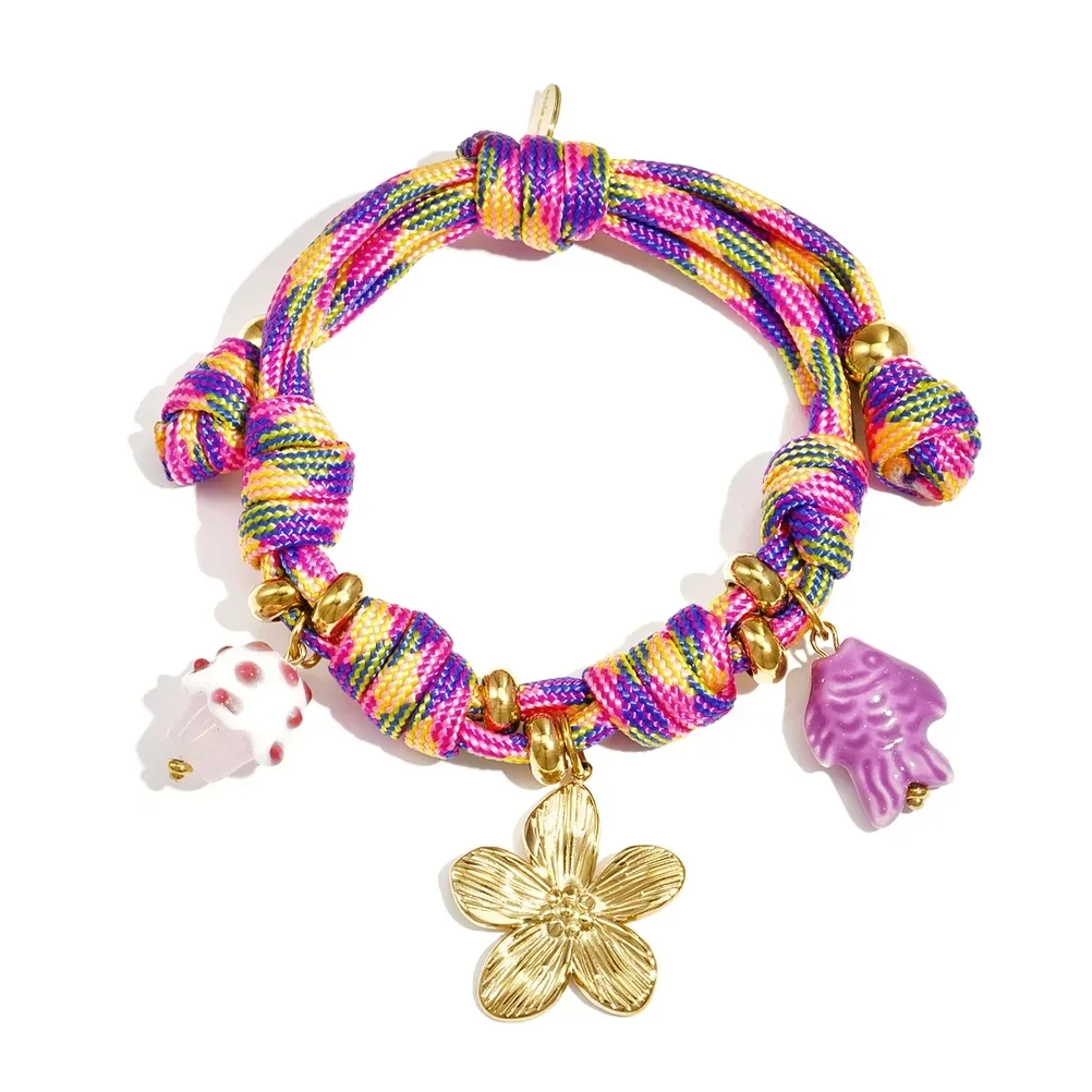 Stainless steel - armband roze bedel