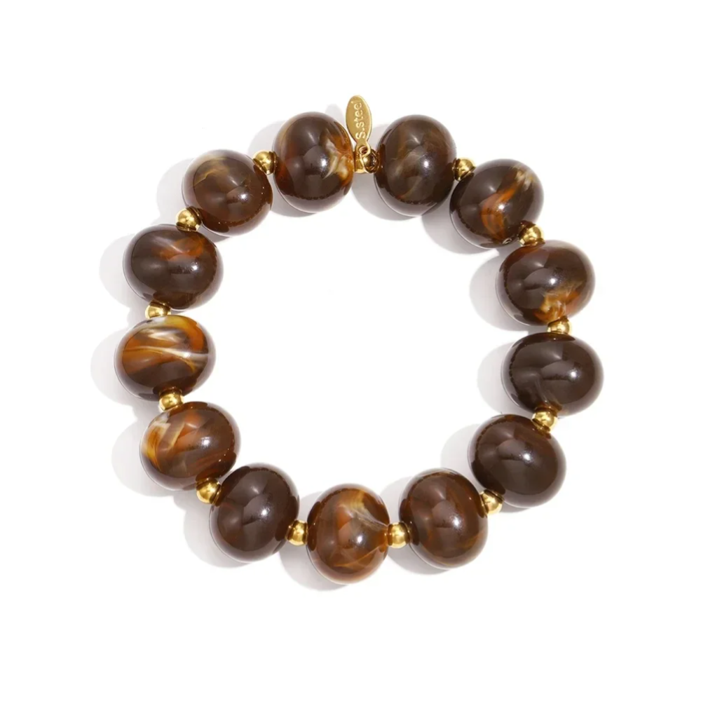 Acryl kralen armband met stainless steel