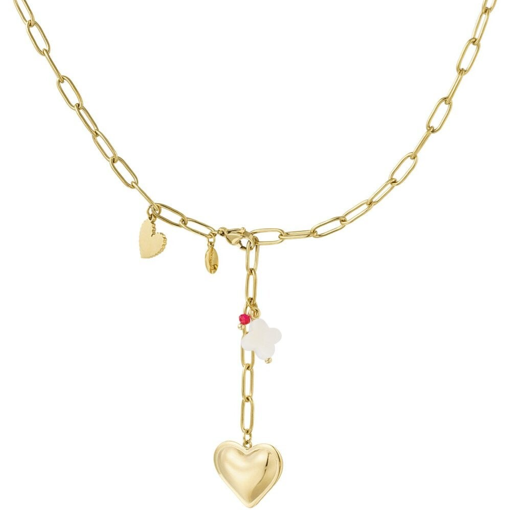 Stainless steel bedelketting Clover to my Heart