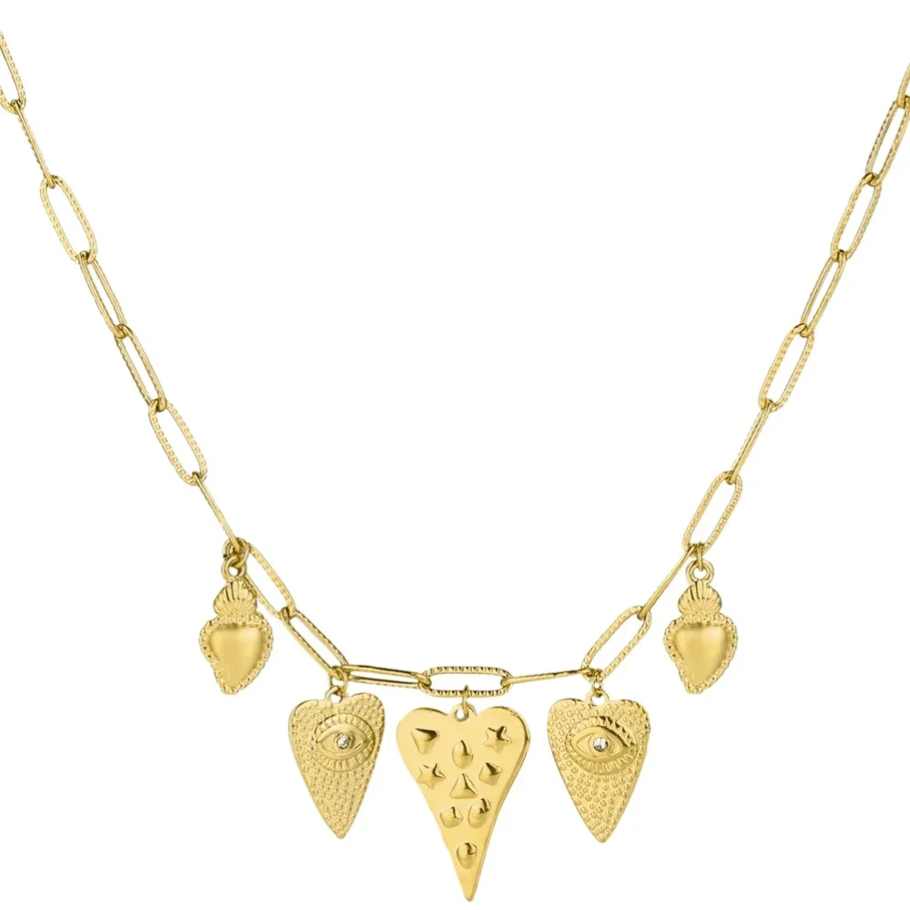 Stainless steel Bedelketting Cherished Hearts