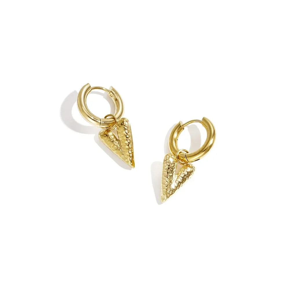 Stainless steel - oorbellen goude hartjes