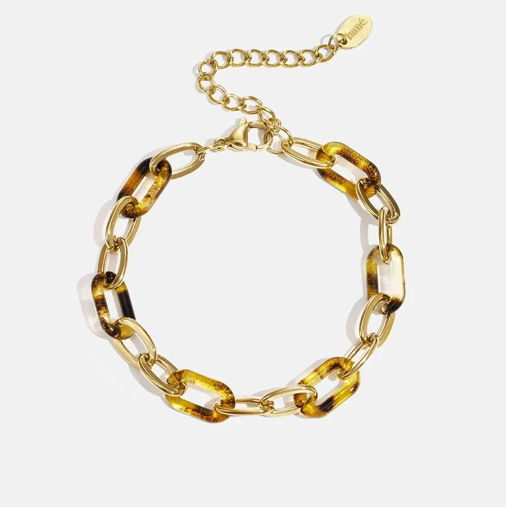 Stainless steel - armband panter met goud