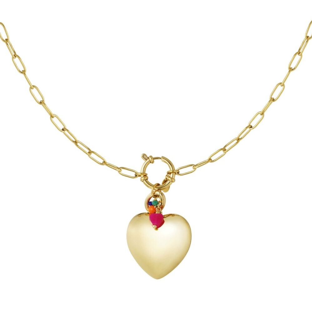 Stainless steel Bedelketting met Big Heart