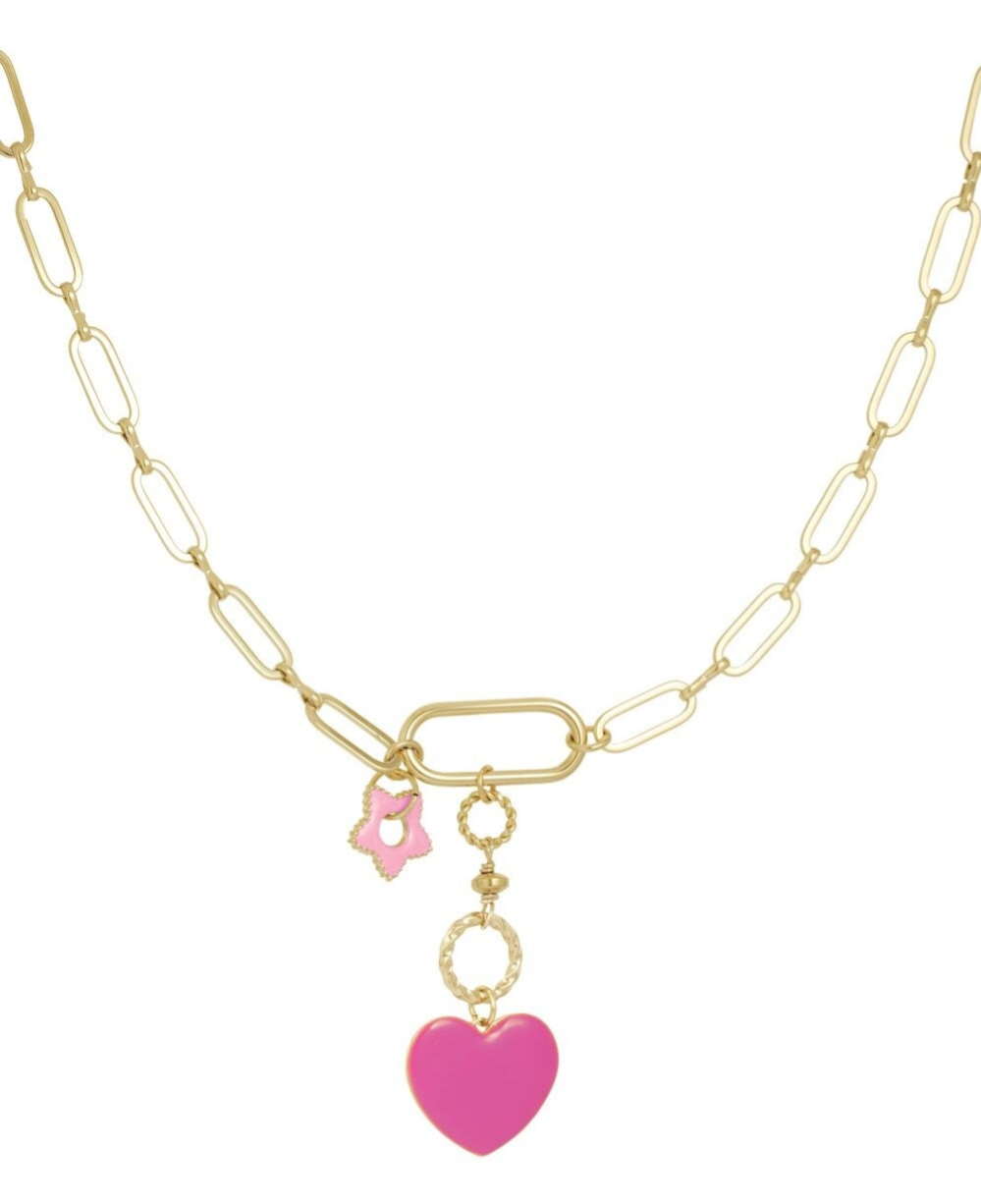 Stainless steel  Flower to Heart Pink