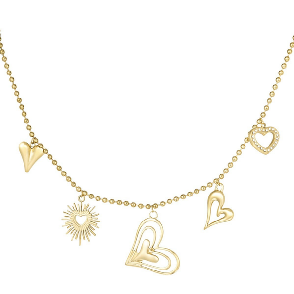 Stainless steel bedelketting loving Hearts