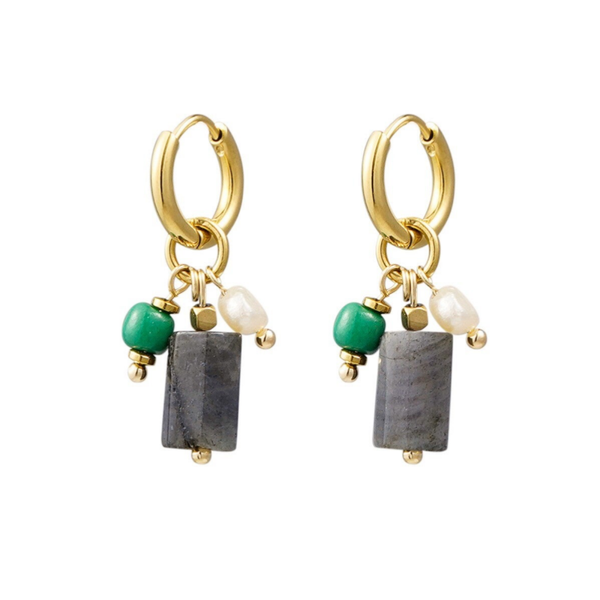 Stainless steel oorbellen Dangle grey