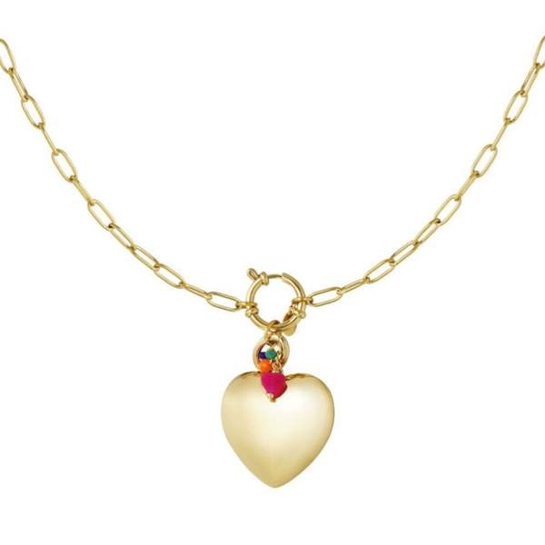 Stainless steel Bedelketting met Big Heart