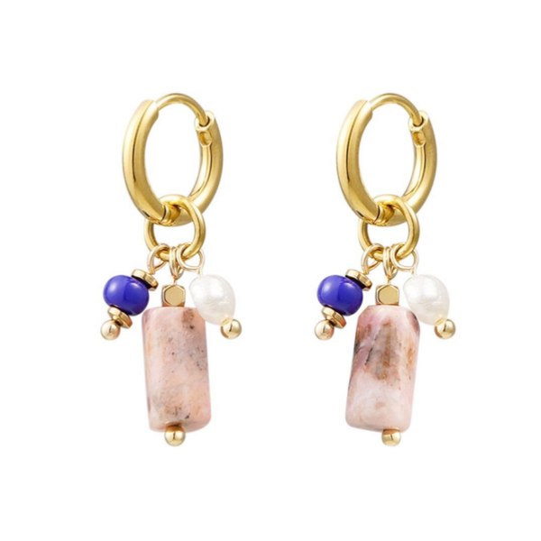 Stainless steel oorbellen Dangle pink