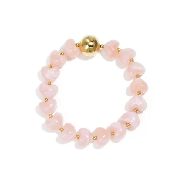 Acryl armband stretch roze met goud