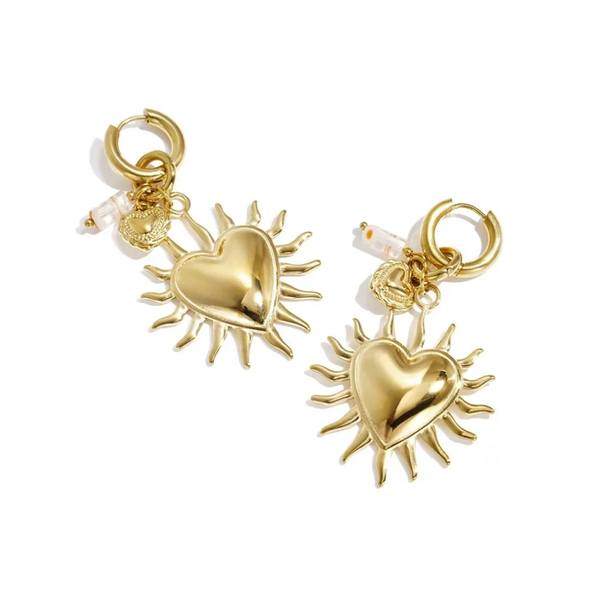 Stainless steel oorbellen goud hart