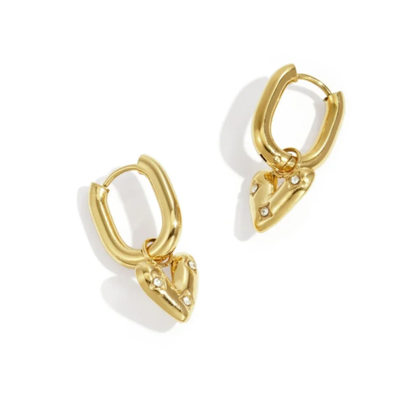 Stainless steel oorbellen met hartjes en strass steentjes