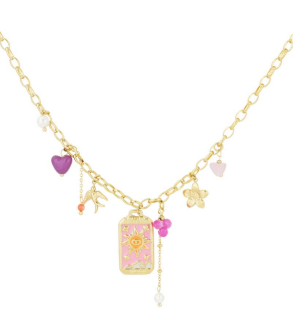 Stainless steel Bedelketting love dust - Goud kleur