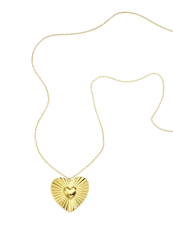 Stainles steel ketting met hart - Goud