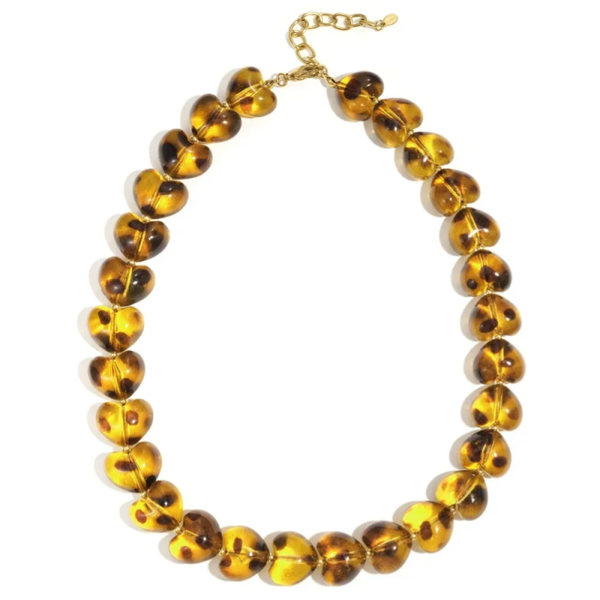 Stainless steel goud met acryl  Harten ketting