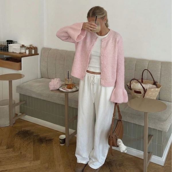 Rose vest met vlinder mouwtjes