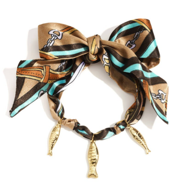 Bandana armband met roestvrijstalen bedels