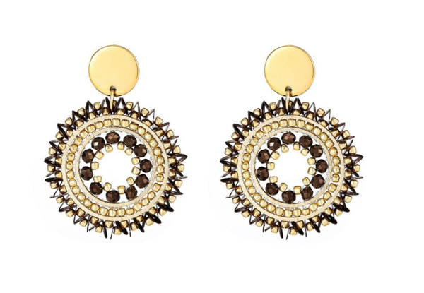 Sweet 7 oorbellen statement bruin