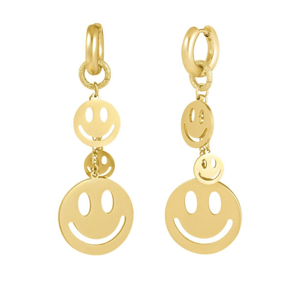 Stainless steel oorbellen Smileys