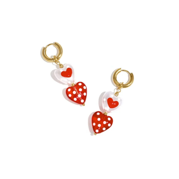 Stainless steel - oorbellen rood hart