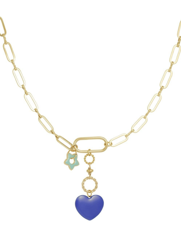 Stainless steel  Flower to Heart Blue