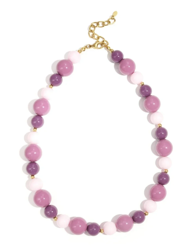 Acryl bolletjes ketting met stainless steel