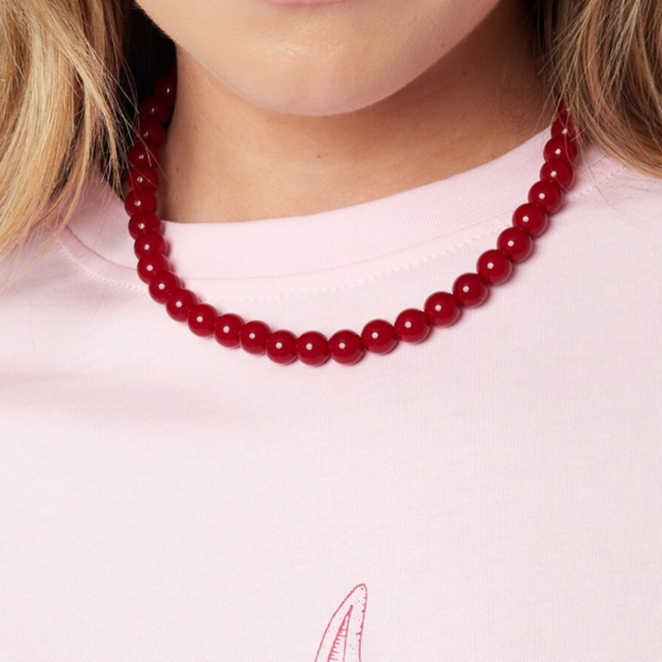 Hars kralenkettingen, diverse kleuren, 12 mm met stainless steel slotje met verlengkettinkje