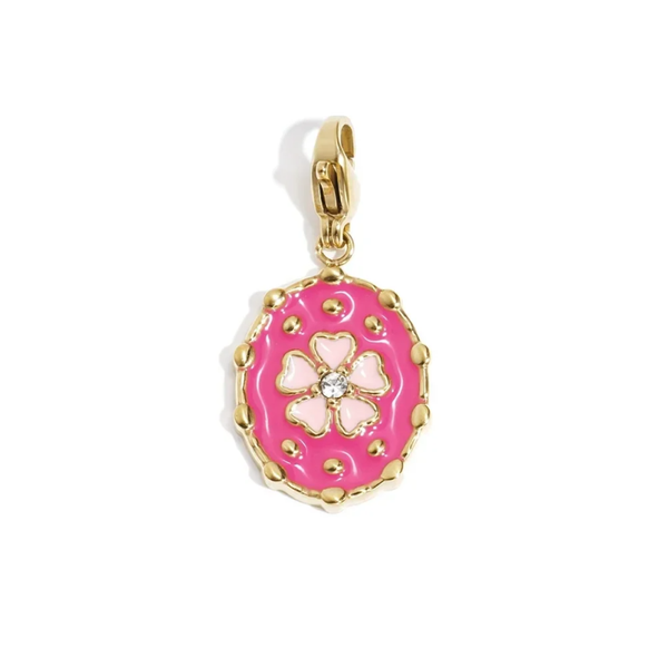 DIY - Stainless steel bedel - Roze munt bloem