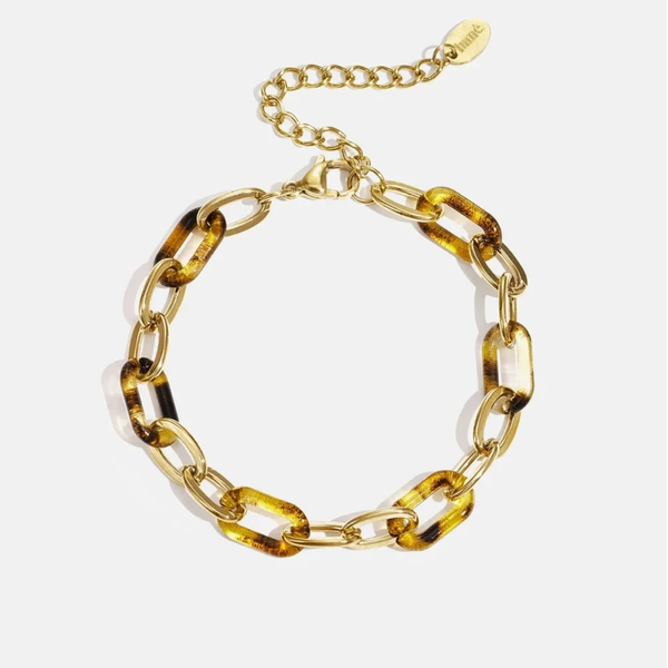 Stainless steel - armband panter met goud