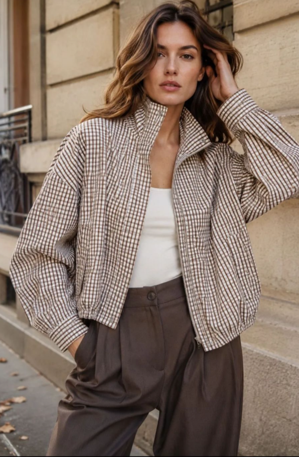 Ballonjasje ruit beige