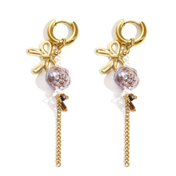 Bloemetjes oorbellen met creolen