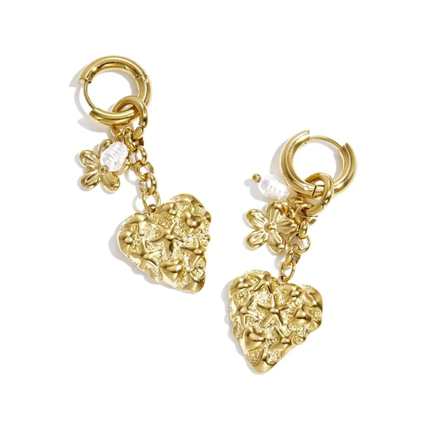 Stainless steel - oorbellen goud hart