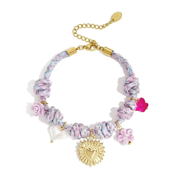 Stainless steel - armband lichtpaarse bedel