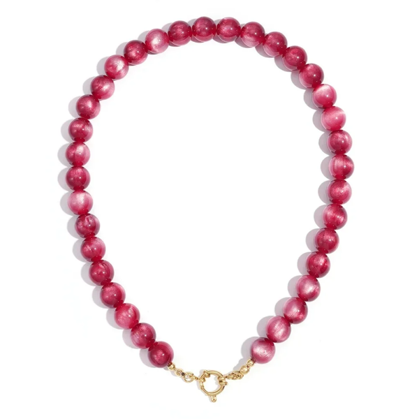 Stainless steel - roze kralen ketting