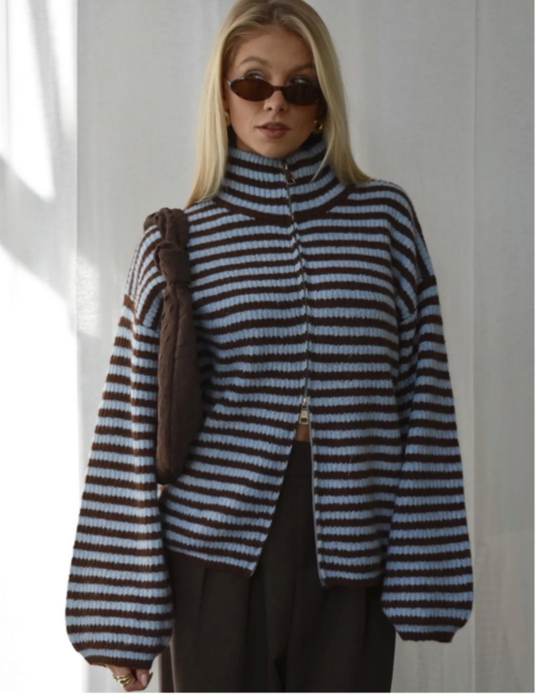 Vest met rits en uitlopende mouwen blauw