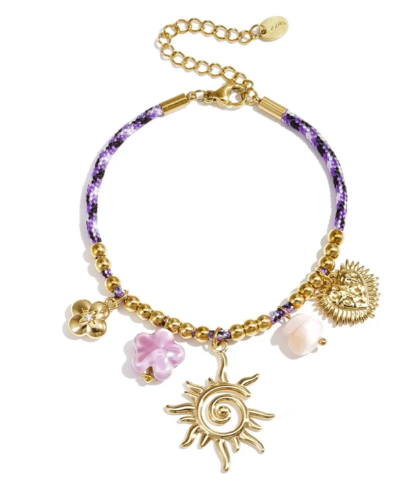 Stainless steel - armband bedel touw blauw