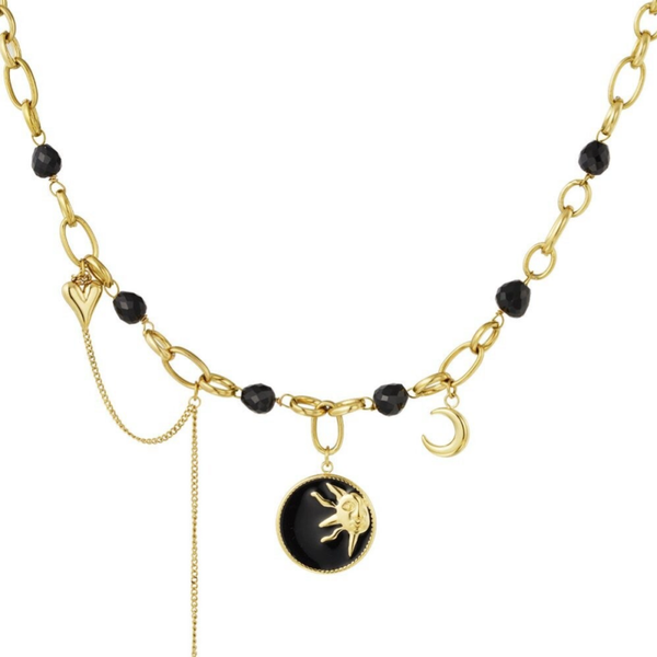 Stainless steel Bedelketting Solar Nights black