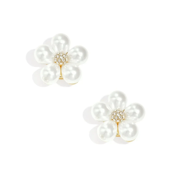 Knoop cover per 2 st - Parel bloem - wit