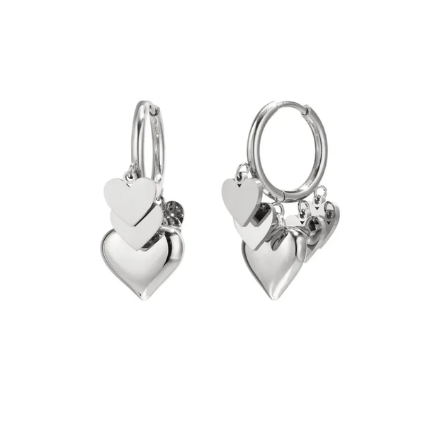 Stainless steel - oorbellen zilver hartjes
