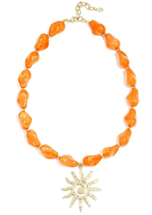 Ketting acryl oranje met zon