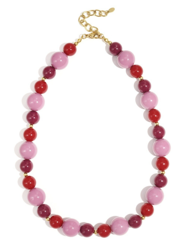 Acryl kralen ketting in rode tinten