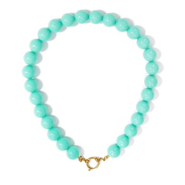 Hars kralen Ketting,  15 mm met stainless steel boeier slotje -